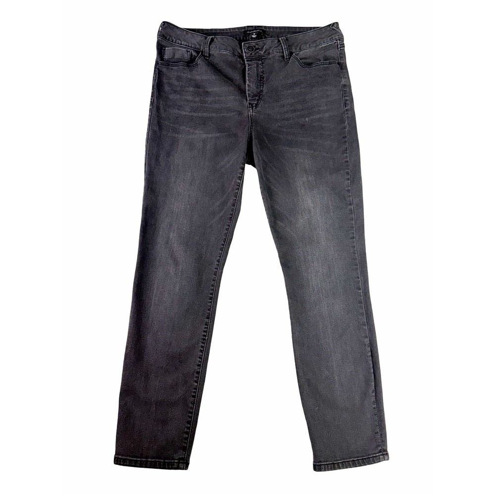 Signature Studio Black Wash Skinny Jeans Womens Size 12 Stretch Denim Mid Rise